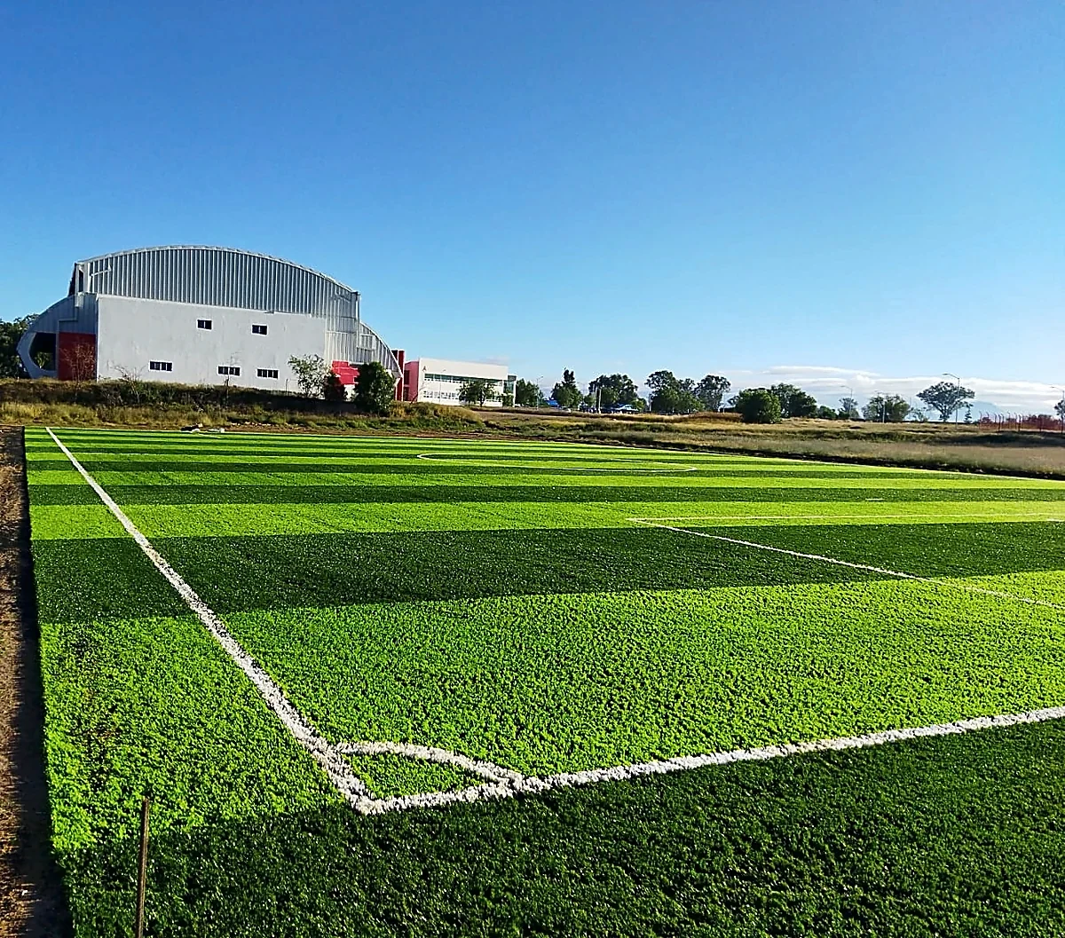 Cancha de fútbol 7 con pasto sintético en Instituto Tecnológico de Pabellón de Arteaga, Aguascalientes: otra vista de la cancha de fútbol 7