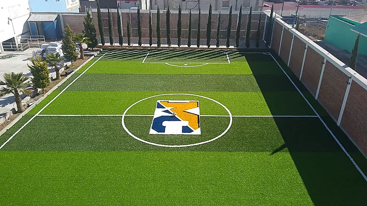 Cancha de fútbol 5 con pasto sintético en Secundaria Marie Curie, Actopan