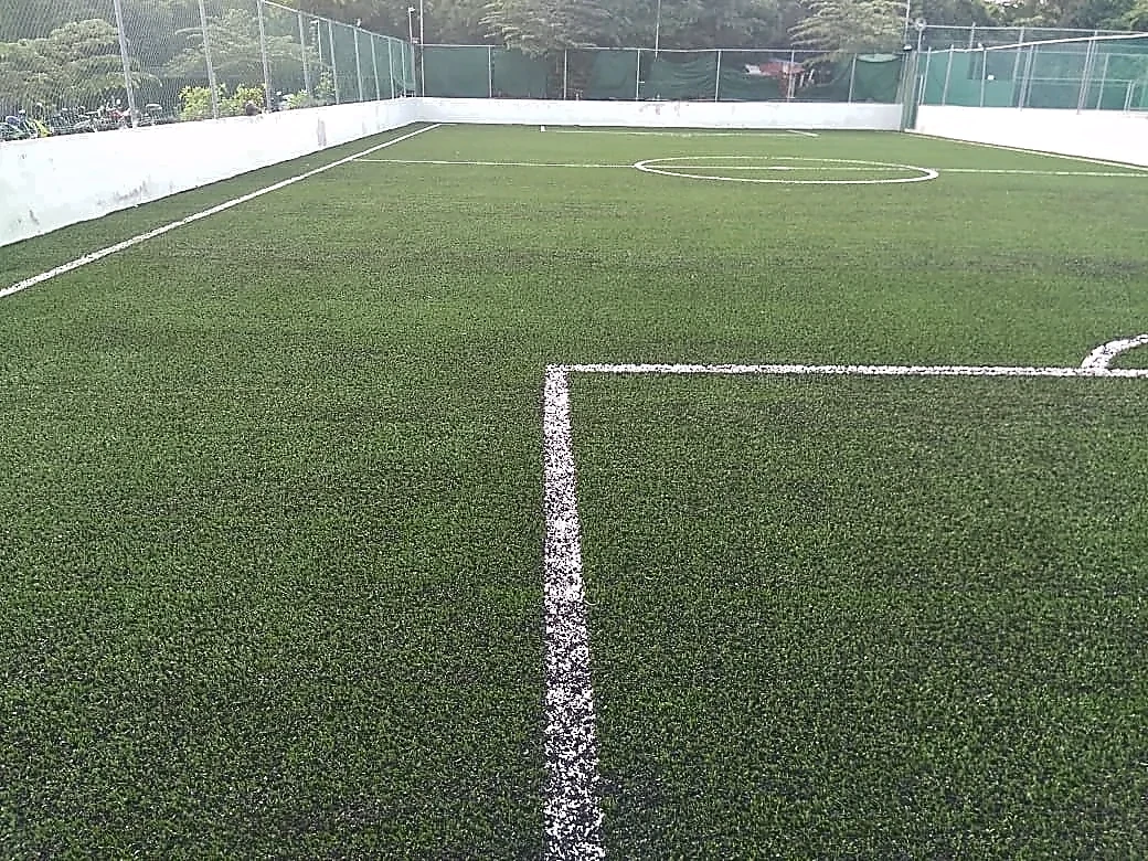 Cancha de fútbol 5 con pasto sintético en Playa del Carmen- Hotel Princess, Quintana Roo: otra vista de la cancha