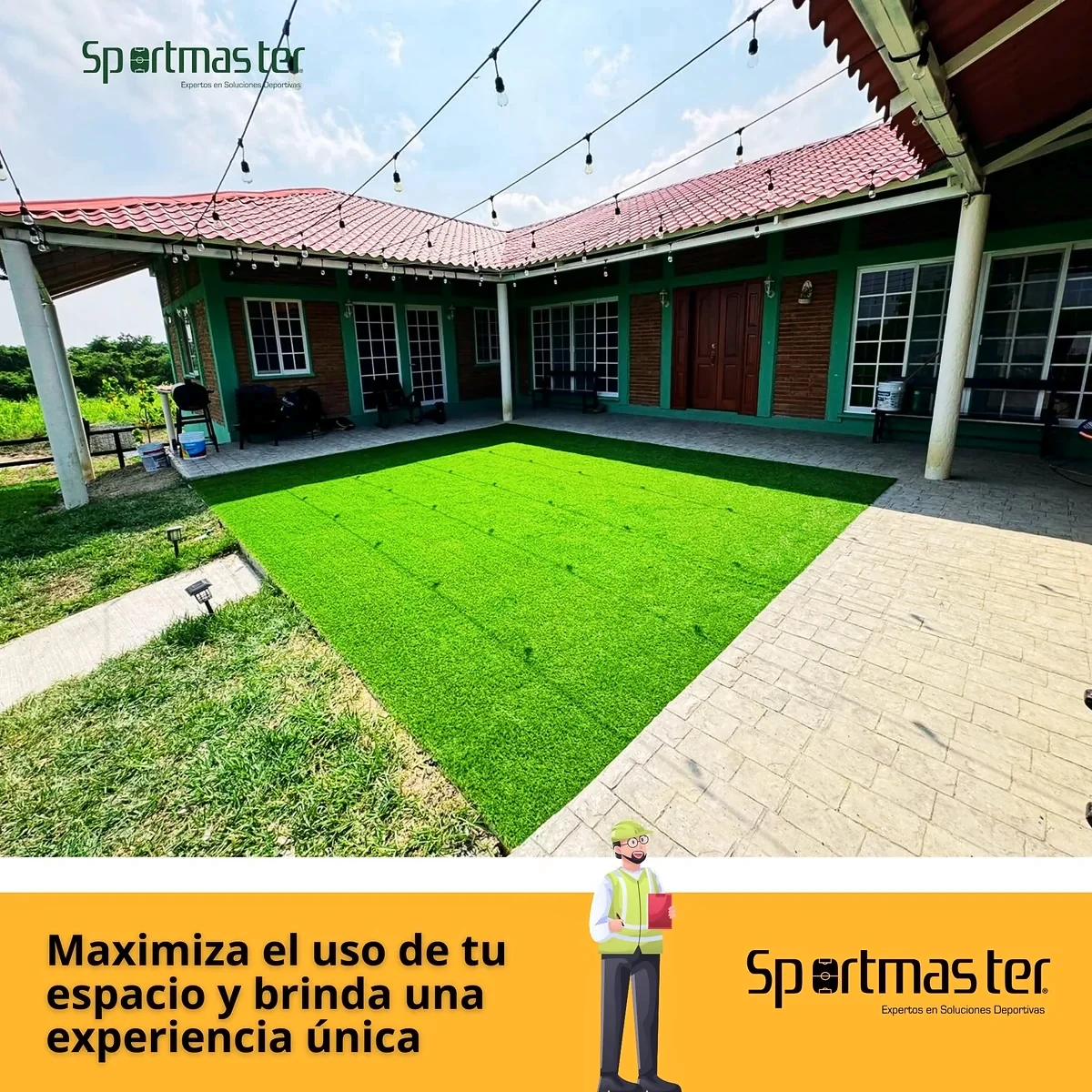 Área verde con pasto sintético con pasto sintético en Casa de la Cultura de Ozuluama, Veracruz: otra vista del área verde